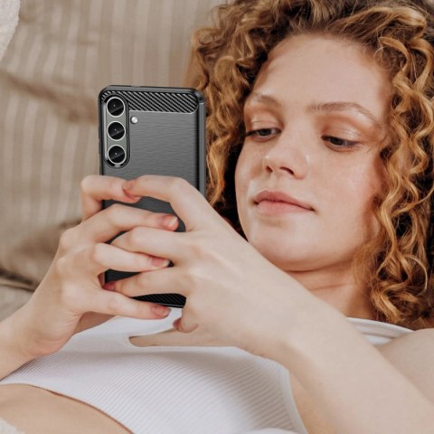 Etui do Carbon Case Samsung Galaxy S24+ elastyczny silikonowy karbonowy pokrowiec - czarny Etui do Carbon Case Samsung Galaxy S24+ elastyczny silikonowy karbonowy pokrowiec - czarny