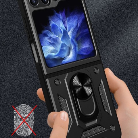 Etui pancerne Hybrid Armor Camshield do Z Flip 5 5G z osłoną na aparat - czarne Etui pancerne Hybrid Armor Camshield do Z Flip 5 5G z osłoną na aparat - czarne