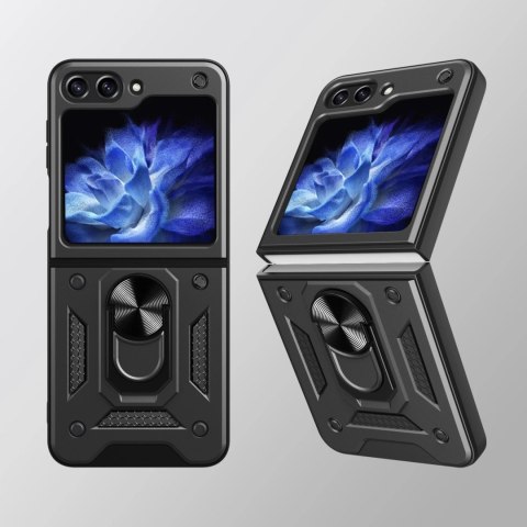Etui pancerne Hybrid Armor Camshield do Z Flip 5 5G z osłoną na aparat - czarne Etui pancerne Hybrid Armor Camshield do Z Flip 5 5G z osłoną na aparat - czarne