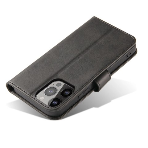 Etui portfel z klapką podstawką do iPhone 15 Pro Magnet Case - czarne Etui portfel z klapką podstawką do iPhone 15 Pro Magnet Case - czarne