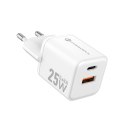 Ładowarka sieciowa do telefonu Forcell F-Energy Mini GaN III USB C + USB A QC4.0 PD 25W VT-25B biała #1 Ładowarka sieciowa do telefonu Forcell F-Energy Mini GaN III USB C + USB A QC4.0 PD 25W VT-25B biała #1
