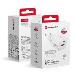 Ładowarka sieciowa do telefonu Forcell F-Energy Mini GaN III USB C + USB A QC4.0 PD 35W VT-35C biała #1