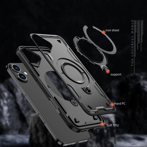 Etui Hybrid Armor Trendy z MagSafe na iPhone 16 Plus - czarne Etui Hybrid Armor Trendy z MagSafe na iPhone 16 Plus - czarne