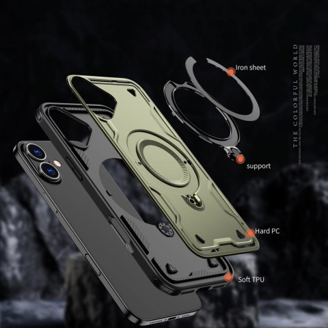 Etui Hybrid Armor Trendy z MagSafe na iPhone 16 Plus - zielone Etui Hybrid Armor Trendy z MagSafe na iPhone 16 Plus - zielone