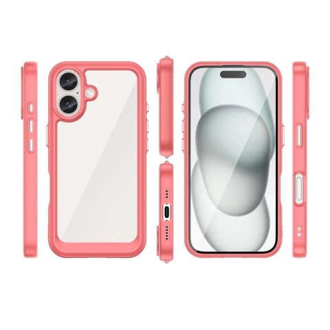Etui Outer Space Case z żelową ramką do iPhone 16 - czerwone Etui Outer Space Case z żelową ramką do iPhone 16 - czerwone