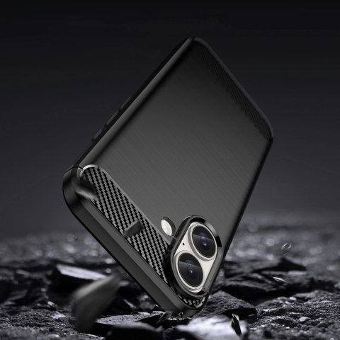 Etui silikonowe Carbon Case do iPhone 16 Plus - czarne Etui silikonowe Carbon Case do iPhone 16 Plus - czarne