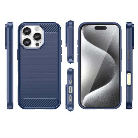 Etui silikonowe Carbon Case do iPhone 16 Pro - niebieskie Etui silikonowe Carbon Case do iPhone 16 Pro - niebieskie