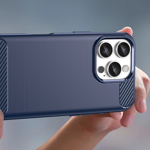 Etui silikonowe Carbon Case do iPhone 16 Pro - niebieskie Etui silikonowe Carbon Case do iPhone 16 Pro - niebieskie