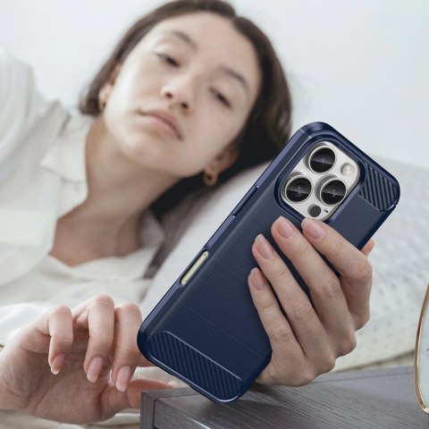 Etui silikonowe Carbon Case do iPhone 16 Pro - niebieskie Etui silikonowe Carbon Case do iPhone 16 Pro - niebieskie
