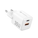 Ładowarka sieciowa do telefonu Forcell F-Energy Mini GaN III USB C + USB A QC4.0 PD 35W VT-35C biała #1 Ładowarka sieciowa do telefonu Forcell F-Energy Mini GaN III USB C + USB A QC4.0 PD 35W VT-35C biała #1