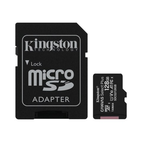 Kingston karta pamięci 128GB microSDXC Canvas Select Plus kl. 10 UHS-I 100 MB/s + adapter Kingston karta pamięci 128GB microSDXC Canvas Select Plus kl. 10 UHS-I 100 MB/s + adapter