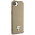 Guess Nakładka HC MagSafe Grained PU Triangle Logo do iPhone 16e Brązowa Guess Nakładka HC MagSafe Grained PU Triangle Logo do iPhone 16e Brązowa