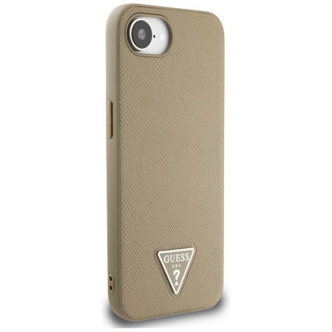 Guess Nakładka HC MagSafe Grained PU Triangle Logo do iPhone 16e Brązowa Guess Nakładka HC MagSafe Grained PU Triangle Logo do iPhone 16e Brązowa