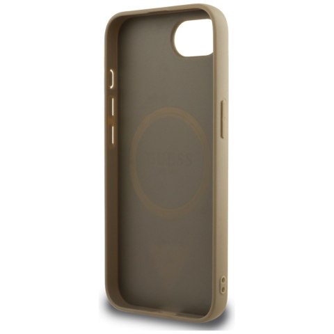 Guess Nakładka HC MagSafe Grained PU Triangle Logo do iPhone 16e Brązowa Guess Nakładka HC MagSafe Grained PU Triangle Logo do iPhone 16e Brązowa