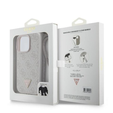 Guess nakładka Leather Metal Logo Strass Crossbody do iPhone 16 Pro Max 6,9" GUHCP16XP4TDSCPP różowa Guess nakładka Leather Metal Logo Strass Crossbody do iPhone 16 Pro Max 6,9" GUHCP16XP4TDSCPP różowa