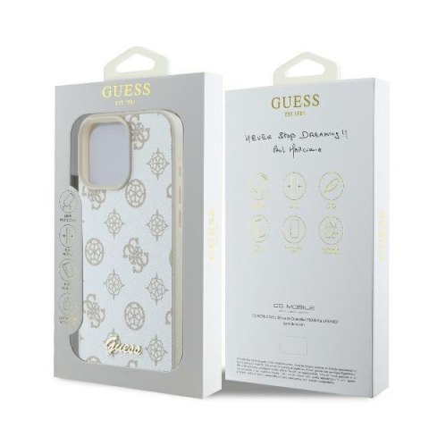 Guess nakładka Peony Script Logo do iPhone 16 Pro Max 6,9" GUHMP16XPGPYSH biała MagSafe Guess nakładka Peony Script Logo do iPhone 16 Pro Max 6,9" GUHMP16XPGPYSH biała MagSafe