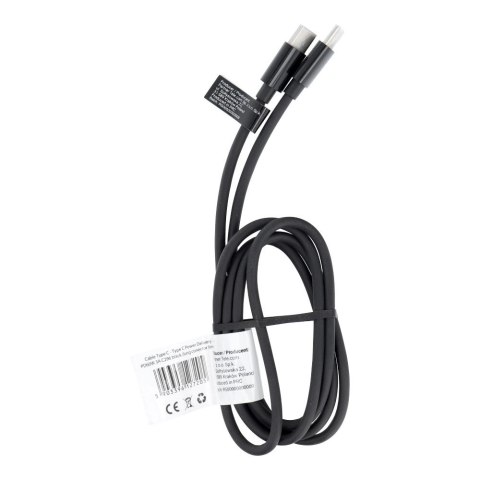 Kabel Typ C do Typ C PD QC 3A 60W C296 (długa końcówka 8mm) 1 m czarny Kabel Typ C do Typ C PD QC 3A 60W C296 (długa końcówka 8mm) 1 m czarny