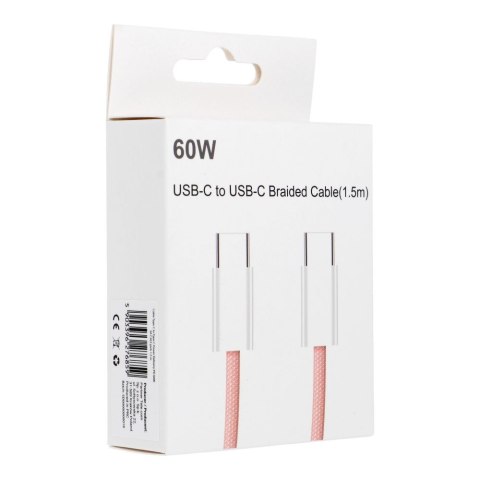 Kabel Typ C do Typ C PD QC3.0 3A 60W C263 1,5 m różowy Kabel Typ C do Typ C PD QC3.0 3A 60W C263 1,5 m różowy