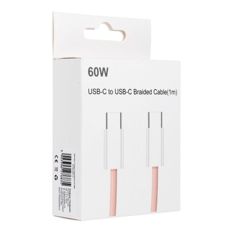 Kabel Typ C do Typ C PD QC3.0 3A 60W C263 1 m różowy Kabel Typ C do Typ C PD QC3.0 3A 60W C263 1 m różowy