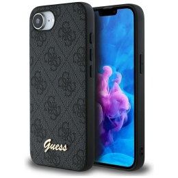 Guess Nakładka HC MagSafe 4G PU Script Logo do iPhone 16e Czarna
