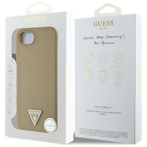 Guess Nakładka HC MagSafe Grained PU Triangle Logo do iPhone 16e Brązowa Guess Nakładka HC MagSafe Grained PU Triangle Logo do iPhone 16e Brązowa