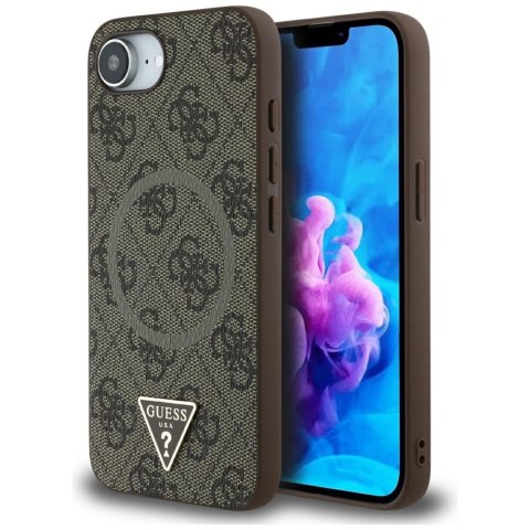 Guess Nakładka HC MagSafe PU 4G Ring Triangle Logo do iPhone 16e Brązowa Guess Nakładka HC MagSafe PU 4G Ring Triangle Logo do iPhone 16e Brązowa