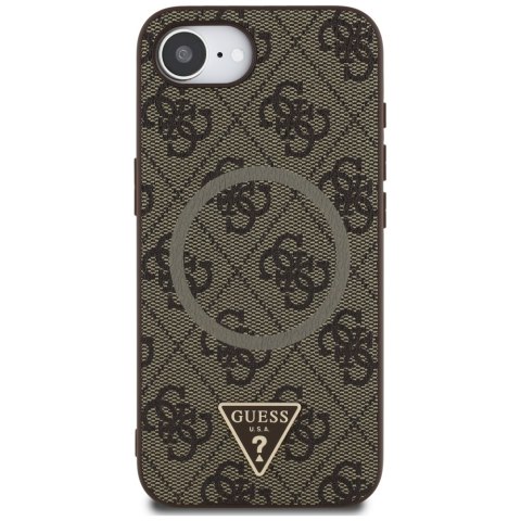 Guess Nakładka HC MagSafe PU 4G Ring Triangle Logo do iPhone 16e Brązowa Guess Nakładka HC MagSafe PU 4G Ring Triangle Logo do iPhone 16e Brązowa