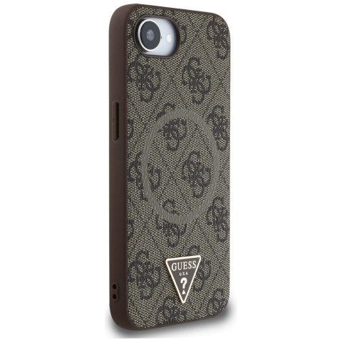 Guess Nakładka HC MagSafe PU 4G Ring Triangle Logo do iPhone 16e Brązowa Guess Nakładka HC MagSafe PU 4G Ring Triangle Logo do iPhone 16e Brązowa