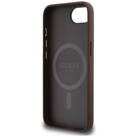 Guess Nakładka HC MagSafe PU 4G Ring Triangle Logo do iPhone 16e Brązowa Guess Nakładka HC MagSafe PU 4G Ring Triangle Logo do iPhone 16e Brązowa