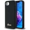 Guess Nakładka HC Silicone Script Metal Logo do iPhone 16e Czarna Guess Nakładka HC Silicone Script Metal Logo do iPhone 16e Czarna