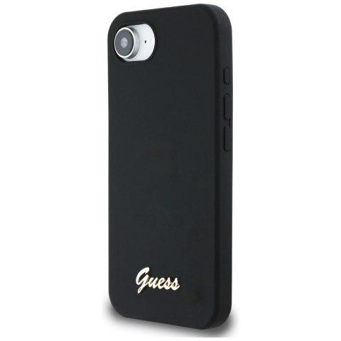 Guess Nakładka HC Silicone Script Metal Logo do iPhone 16e Czarna Guess Nakładka HC Silicone Script Metal Logo do iPhone 16e Czarna