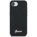 Guess Nakładka HC Silicone Script Metal Logo do iPhone 16e Czarna Guess Nakładka HC Silicone Script Metal Logo do iPhone 16e Czarna