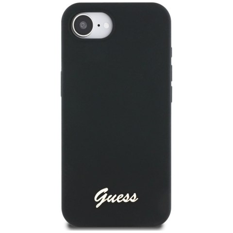 Guess Nakładka HC Silicone Script Metal Logo do iPhone 16e Czarna Guess Nakładka HC Silicone Script Metal Logo do iPhone 16e Czarna