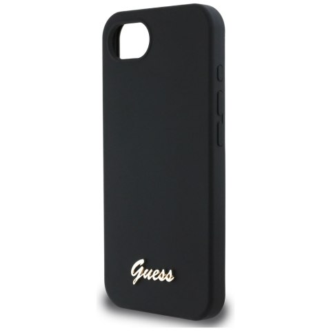 Guess Nakładka HC Silicone Script Metal Logo do iPhone 16e Czarna Guess Nakładka HC Silicone Script Metal Logo do iPhone 16e Czarna