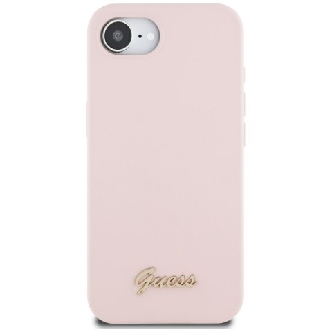 Guess Nakładka HC Silicone Script Metal Logo do iPhone 16e Różowa Guess Nakładka HC Silicone Script Metal Logo do iPhone 16e Różowa