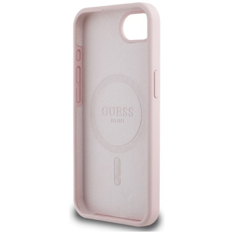Guess Nakładka HC Silicone Script Metal Logo do iPhone 16e Różowa Guess Nakładka HC Silicone Script Metal Logo do iPhone 16e Różowa