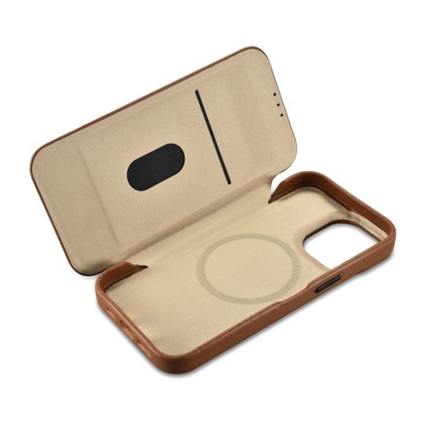 ICarer CE Premium Leather Folio Case skórzane etui iPhone 14 Pro z klapką magnetyczne MagSafe brązowy (WMI14220714-BN) ICarer CE Premium Leather Folio Case skórzane etui iPhone 14 Pro z klapką magnetyczne MagSafe brązowy (WMI14220714-BN)