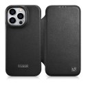 ICarer CE Premium Leather Folio Case skórzane etui iPhone 14 Pro z klapką magnetyczne MagSafe czarny (WMI14220714-BK)