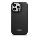ICarer CE Premium Leather Folio Case skórzane etui iPhone 14 Pro z klapką magnetyczne MagSafe czarny (WMI14220714-BK)