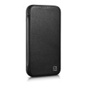 ICarer CE Premium Leather Folio Case skórzane etui iPhone 14 Pro z klapką magnetyczne MagSafe czarny (WMI14220714-BK)