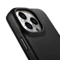 ICarer CE Premium Leather Folio Case skórzane etui iPhone 14 Pro z klapką magnetyczne MagSafe czarny (WMI14220714-BK)