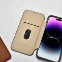 ICarer CE Premium Leather Folio Case skórzane etui iPhone 14 Pro z klapką magnetyczne MagSafe czarny (WMI14220714-BK)