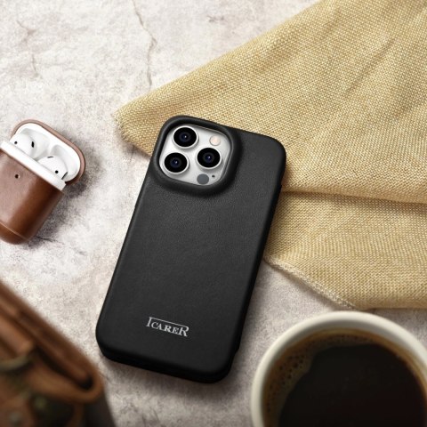 ICarer CE Premium Leather Folio Case skórzane etui iPhone 14 Pro z klapką magnetyczne MagSafe czarny (WMI14220714-BK) ICarer CE Premium Leather Folio Case skórzane etui iPhone 14 Pro z klapką magnetyczne MagSafe czarny (WMI14220714-BK)