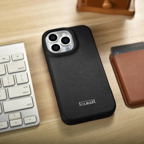 ICarer CE Premium Leather Folio Case skórzane etui iPhone 14 Pro z klapką magnetyczne MagSafe czarny (WMI14220714-BK) ICarer CE Premium Leather Folio Case skórzane etui iPhone 14 Pro z klapką magnetyczne MagSafe czarny (WMI14220714-BK)