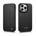 ICarer CE Premium Leather Folio Case skórzane etui iPhone 14 Pro z klapką magnetyczne MagSafe czarny (WMI14220714-BK)