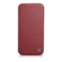 ICarer CE Premium Leather Folio Case skórzane etui iPhone 14 Pro z klapką magnetyczne MagSafe czerwony (WMI14220714-RD)