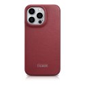 ICarer CE Premium Leather Folio Case skórzane etui iPhone 14 Pro z klapką magnetyczne MagSafe czerwony (WMI14220714-RD)