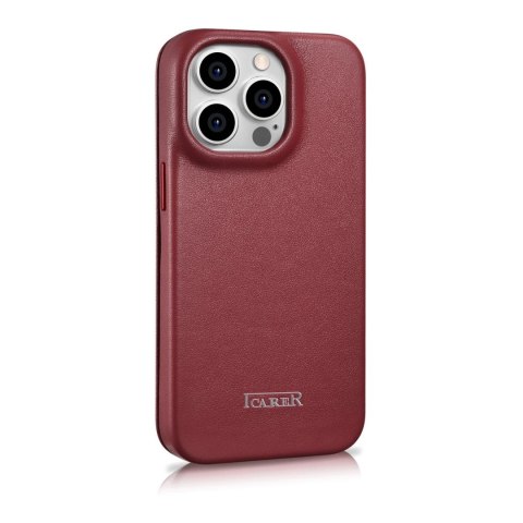 ICarer CE Premium Leather Folio Case skórzane etui iPhone 14 Pro z klapką magnetyczne MagSafe czerwony (WMI14220714-RD) ICarer CE Premium Leather Folio Case skórzane etui iPhone 14 Pro z klapką magnetyczne MagSafe czerwony (WMI14220714-RD)