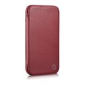 ICarer CE Premium Leather Folio Case skórzane etui iPhone 14 Pro z klapką magnetyczne MagSafe czerwony (WMI14220714-RD)