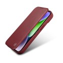 ICarer CE Premium Leather Folio Case skórzane etui iPhone 14 Pro z klapką magnetyczne MagSafe czerwony (WMI14220714-RD)